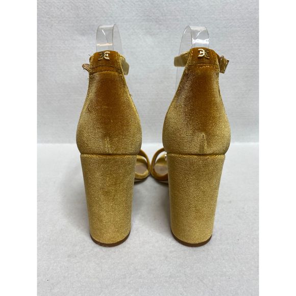 Sam Edelman Yaro Mustard Velvet Block Heel Sandals - Picture 4 of 8